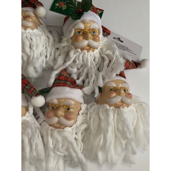 Christmas House Santa Head Ornament White Plastic Face Glasses‎ Beard Tree Decor - Picture 3 of 4